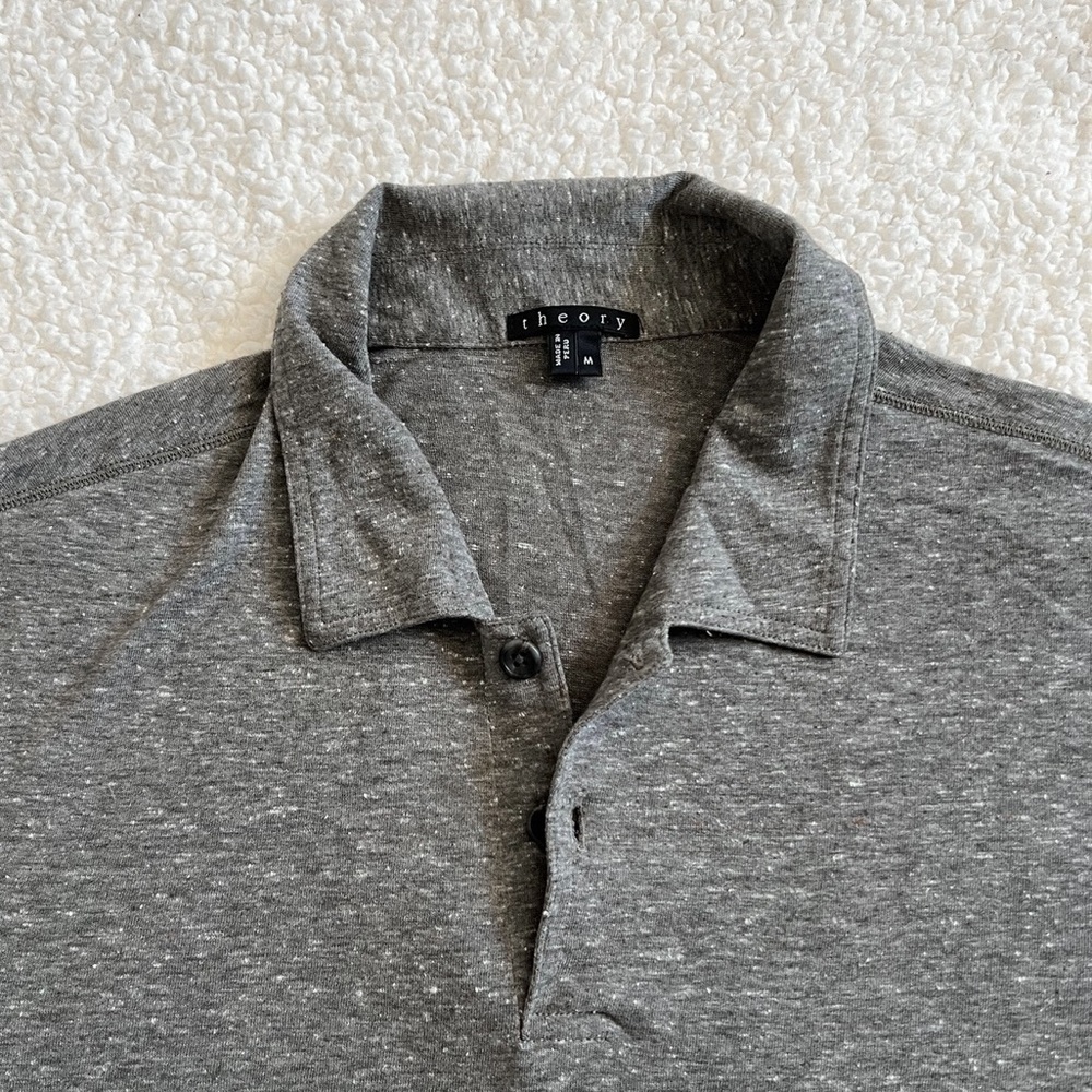 theory heather grey polo medium great condition soft - Picture 2 of 2